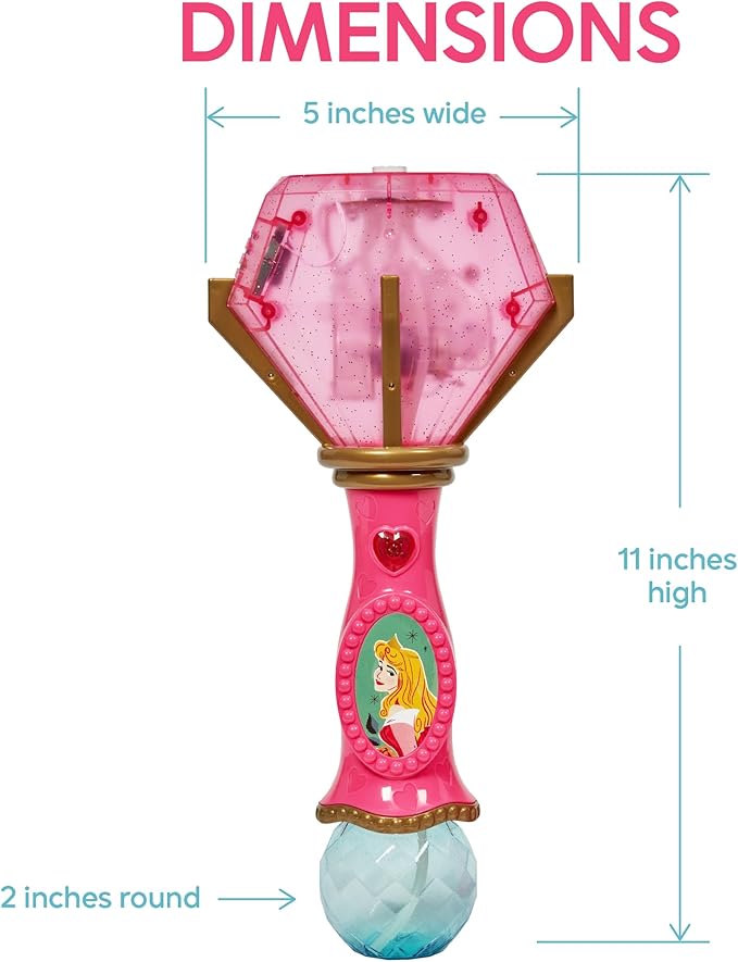 Little Kids Disney Princess Sleeping Beauty Aurora Light and Sound Musical Bubble Wand, Includes Bubble Solution