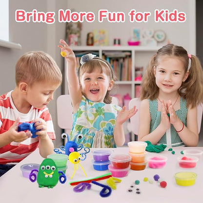 DEKWELL 24 Packs Valentines Day Cards for Kids Classroom with DIY Air Dry Clay Kit,Valentines Day Gifts for Kids School Valentine Exchange Presents Party Favors