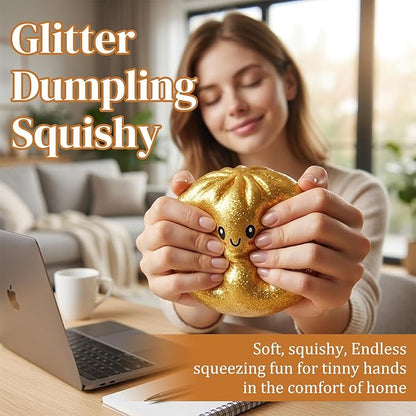 Glitter Dumpling, Glitter Dumpling Squishy with Box (Gold)
