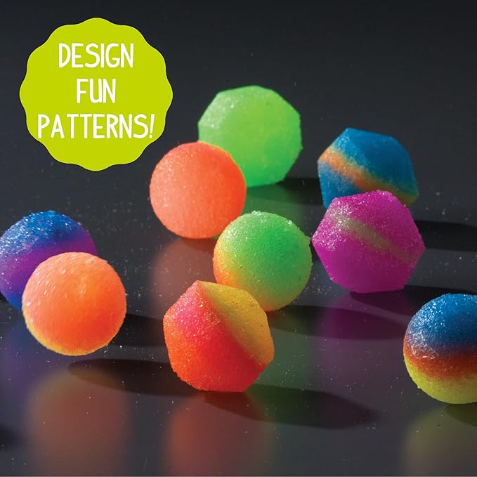 Made By Me Glow The Dark Powerballs by Horizon Group USA, DIY STEM Kit. Make 18 Bouncy Crystal Power Balls, Molds and Instructions Included,Multicolored