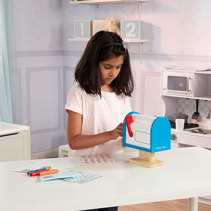 Melissa & Doug My Own Wooden Mailbox Activity Set and Educational Toy Kids Toy Mailbox With Reusable Letters And Post Cards, Pretend Play For Preschoolers And Kids Ages 4+