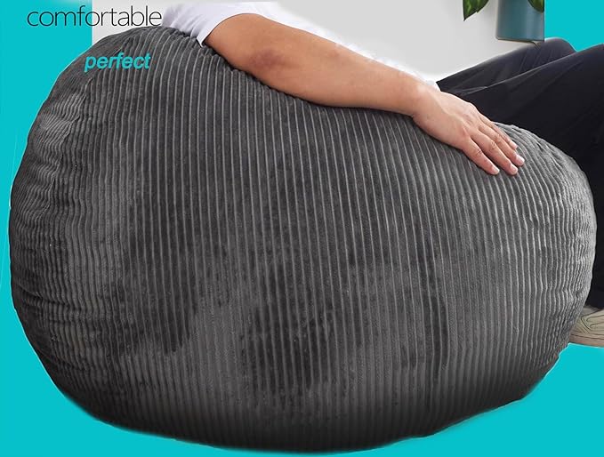 Bean Bag Chairs with Faux Rabbit Fur Cover, 3 ft Giant Memory Foam Bean Bag Chairs for Adults/Teens with Filling,Ultra Soft Faux Fur Fabric, Round Fluffy Sofa for Living Room Bedroom College Dorm