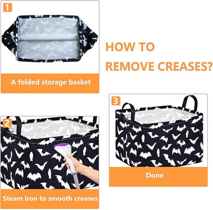 MAIZMZ Halloween Storage Basket Pumpkin Ghost Gift Basket for Kids Foldable Toy Box Waterproof Organizer Bin Laundry Nursery Hamper for Home Office Dorm Closet Shelf