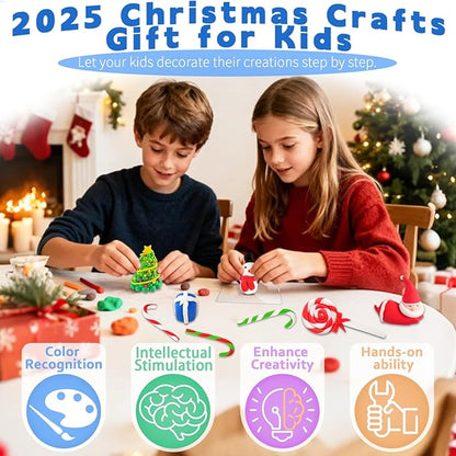 Christmas Air Dry Modeling Clay Kids, DIY Polymer Clay Kit Ultra Light & Soft, Creatibles Play Dough Set Best Christmas Arts and Crafts Gifts for Kids Boys Girls Beginners