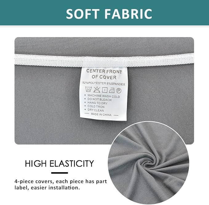 NILUOH Stretch Recliner Cover 4 Pieces Electric Power Lift Recliner Chair Cover Reclining Couch Cover Anti-Slip Fitted Furniture Protector with Side Pocket