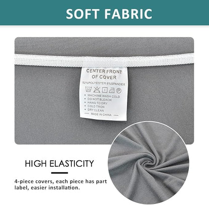 NILUOH Stretch Recliner Cover 4 Pieces Electric Power Lift Recliner Chair Cover Reclining Couch Cover Anti-Slip Fitted Furniture Protector with Side Pocket