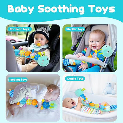 Baby Tummy Time Toys 0-6 Month Musical Stuffed Animal Plush Caterpillar Toy for Infant 6-12 Month Teething Sensory Toy with Crinkle Rattle for Babies 0-3-6 Month Newborn Boy Girl Easter Basket Stuffer