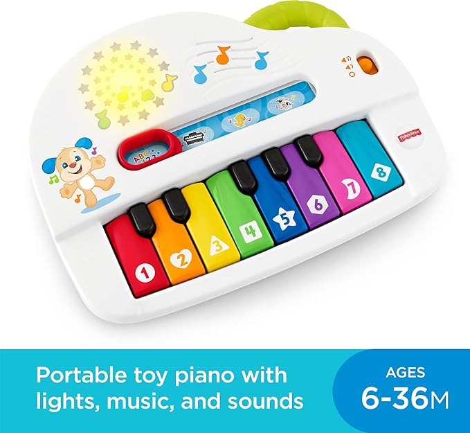 Fisher-Price Baby Toy Laugh & Learn Silly Sounds Light-Up Piano Musical Instrument with Learning Songs for Infants Ages 6+ Months
