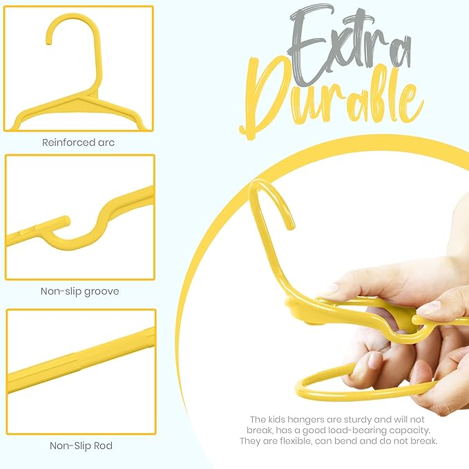 Utopia Home 60 Pack Kids Hangers - 11.5 Inch Plastic Baby Hangers for Closet - Childrens Hanger for Clothes & Infant Hanger for Closet - Ideal for Everyday Standard Use (Yellow)