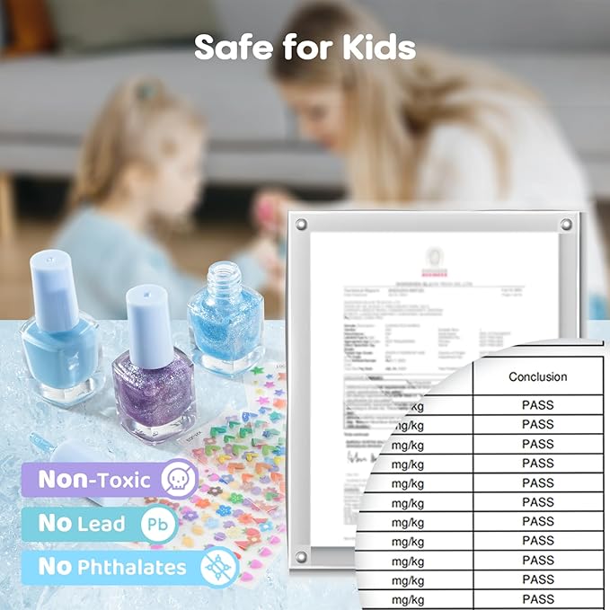 Tomons Kids Nail Polish Set for Girls, Non Toxic Nail Polish Art Kit for Kids Ages 7-12, Frozen Toys Gifts for 8 9 10 11 12 Girl, Bracelets, Glitter, Sequins, Stickers - 8 Colors