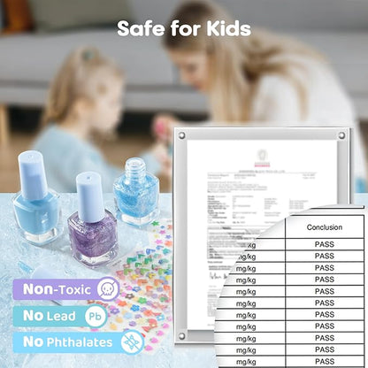 Tomons Kids Nail Polish Set for Girls, Non Toxic Nail Polish Art Kit for Kids Ages 7-12, Frozen Toys Gifts for 8 9 10 11 12 Girl, Bracelets, Glitter, Sequins, Stickers - 8 Colors