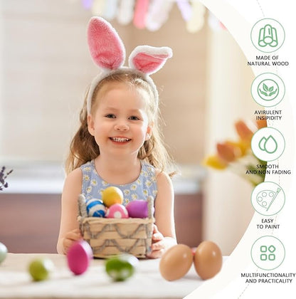 15pcs Wooden Fake Eggs, 3-Color Wooden Easter Eggs, DIY Kitchen Pretend Game Food Set, Children's Kitchen Game Toys, Home Decoration Products, Fake Eggs for Home Farm Decoration