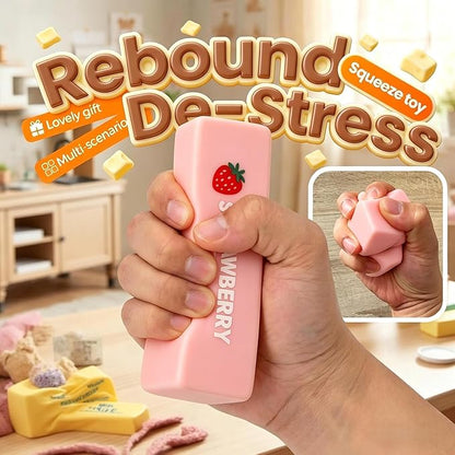 Slow Rebound Cute Butter Squeeze Stress Balls, 2026 New Squeeze Ball Realistic Butter Stick Soft Squeeze Toys, Upgrade Stress Relief Fidget Toys Wet Slow Rebound Stress Relief Toy (1, Pink)