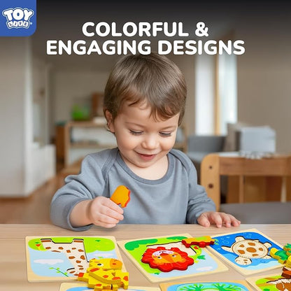 TOY Life Wooden Toddler Puzzles for 1-3, Montessori Toys for 1 2 3 Year Old, Animals Puzzles for Toddlers 2-4, Kids Wood Puzzle Educational Toy for Baby 12-19, Best Learning Toy Gifts for Boys Girls