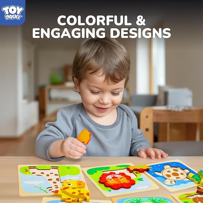 TOY Life Wooden Toddler Puzzles for 1-3, Montessori Toys for 1 2 3 Year Old, Animals Puzzles for Toddlers 2-4, Kids Wood Puzzle Educational Toy for Baby 12-18, Best Learning Toy Gifts for Boys Girls
