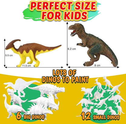 FUNZBO Painting Kits for Kids, Arts and Crafts with Art Supplies, Dinosaur Figures Ready to Paint, Toys Gifts for Toddlers Boys Girls 3-12