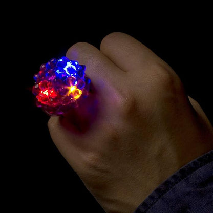 24-Pack - LED Light Up Jelly Bumpy Rings - Fun and Colorful Bulk Pack Party Favors