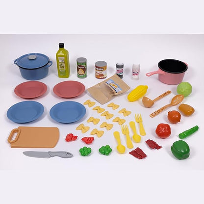 NurtureNature: Imaginative Minds - Farfalle Cooking Set - 44pc Toy Food, Kitchen Pot, Utensils, Pasta, Seasonings, Pretend Play, Earth Conscious, Kids 3+