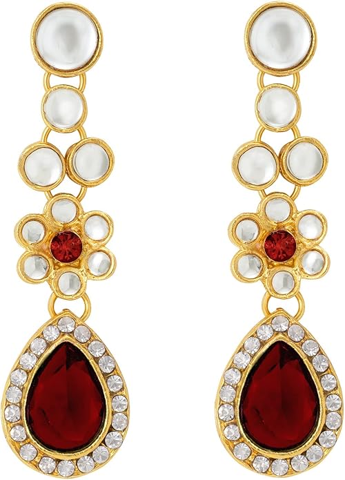 Aheli Traditional Gold Plated Kundan Beads Studded Choker Necklace Dangle Earrings & Maangtikka Set Ethnic Fashion Jewellery Gift for Women