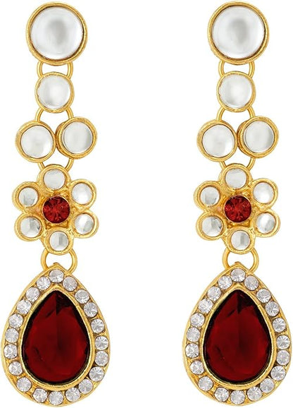 Aheli Traditional Gold Plated Kundan Beads Studded Choker Necklace Dangle Earrings & Maangtikka Set Ethnic Fashion Jewellery Gift for Women