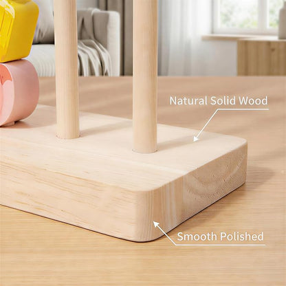 Wooden Fruit Sorting Stacking Toys for Toddlers - Montessori Logic Puzzle Game, Color Matching & Fine Motor Skills Educational Learning Gift for 3 4 5 Year Old Kids, Brain Teaser with Fruit Blocks
