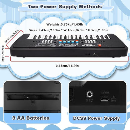 Kids Piano Keyboard, 37 Key Portable Electronic Piano for Kids Ages 3-6, Keyboard with Microphone Musical Toy Birthday Educational Xmas Gift Toys for 3 4 5 6 Year Old Boys Girls