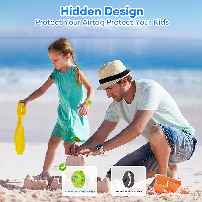 Waterproof Airtag Bracelets for Kids，Apple Air tag Holder for Kids-Soft Silicone Hidden Air tag Wristband - Lightweight AirTag Watch Band for Child