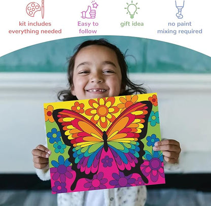 3 Pack Paint by Numbers for Kids Ages 8-12, Pre-Drawn Canvas Painting, Includes 8x10 inch Framed Canvas with 18 Acrylic Paints, 5 Brushes for Kids, Perfect Creative Gifts & Arts and Crafts for Kids