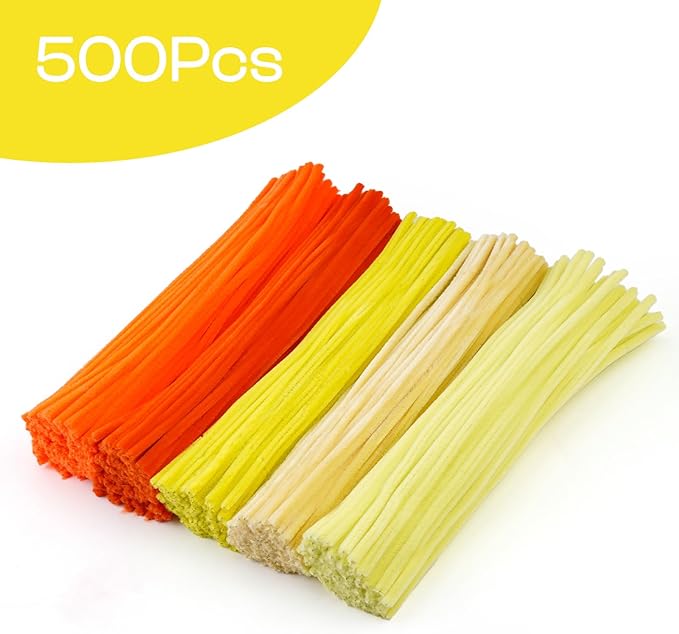 Caydo 500 Pieces Orange Pipe Cleaners, Chenille Stems, Pipe Cleaner Crafts for DIY Art and Craft Projects Creative Gift Party Decorations