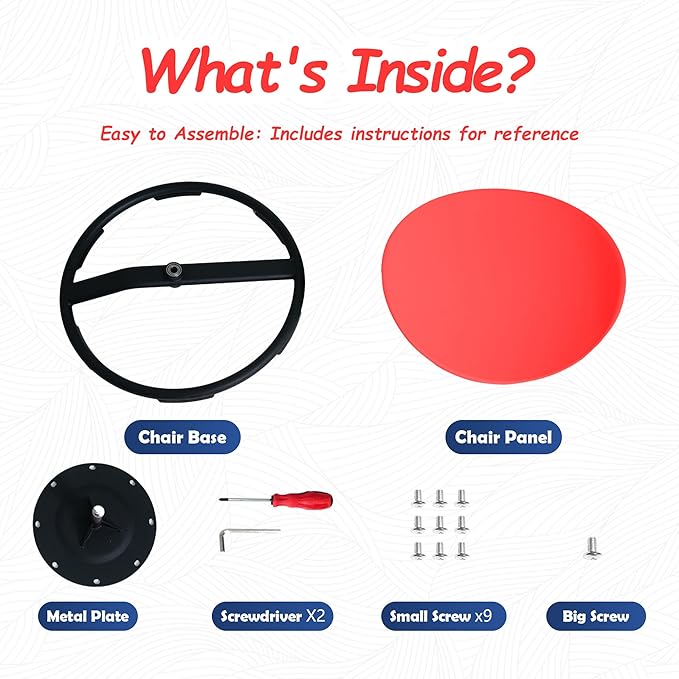 Kids Sensory Swivel Chair - Round Spinning Chair Seat for Balance, Coordination - Sensory Therapy Stool for Kids with Autism & ADHD - Active Indoor Play Chair for Home & Classroom (Red)