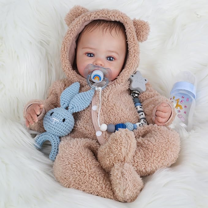 Reborn Baby Dolls - 18 Inch Realistic Baby Doll Lifelike Full Baby Boy Real Life Baby Doll with Soft Vinyl Body can Swimming with Accessories Gifts for Kids 3+