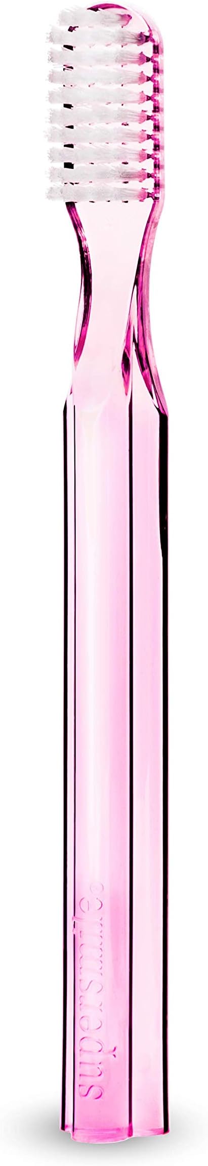 Supersmile New Generation Toothbrush w/Patented 45° Soft Nylon Bristles - Whitening Tooth Brush w/Ergonomic Handle Guarantees ADA Recommended Brushing Angle for Adults & Children (Pink)