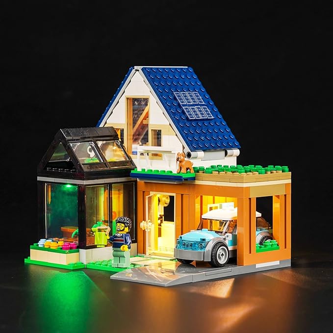 VONADO LED Light Kit Compatible with Lego City Family House and Electric Car 60398, Creative Lighting Set Accessories Compatible with Lego 60398 Building Set (Lights Only, No Models)