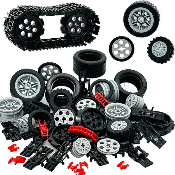 Technical Parts Car Gears Wheels Treads Chain Links Building Blocks Accessories Pieces kit Construction Toys for Kids 6yrs+ Compatible with Major Brands