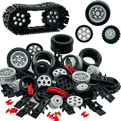 Technical Parts Car Gears Wheels Treads Chain Links Building Blocks Accessories Pieces kit Construction Toys for Kids 6yrs+ Compatible with Major Brands