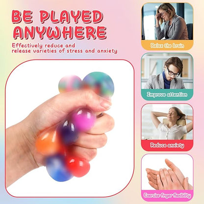 BESNEL 80 Pack Stress Balls for Adults, Bulk Squishy Ball, Stress Balls Set, Anti-Anxiety Easter Stress Relief Fidget Balls