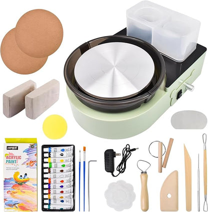 iMeshbean Pottery Wheel Machine Knob Controls Speed, 6" Turntable Two-Way Rotation Clay Wheel, DIY Mini Pottery Wheel Kit for Kids and Beginners Adults