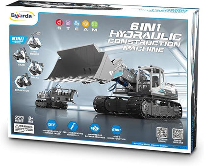 6-in-1 Educational Building Science Experiment Set - Hydraulic Powered Robot Kit Toys for Kids| STEM Toys for Boys Age 8-12,13,14,15, The Best Gifts for Kids Boys Girls