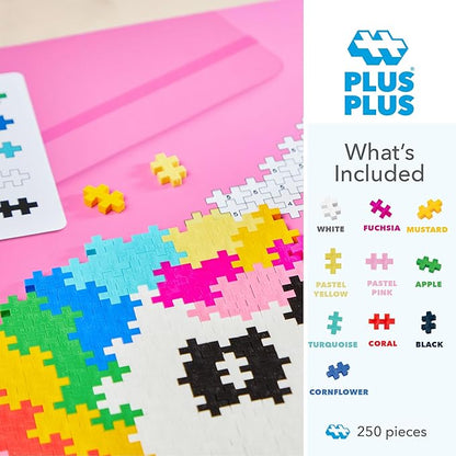 Plus Plus Puzzle By Number, 250 Piece Mini Interlocking Hashtag Color Blocks, 3D Pixel Art Kit for Kids - Unicorn