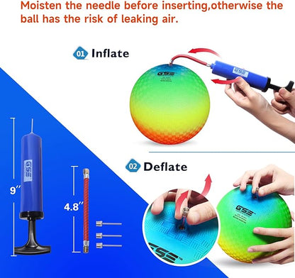 GSE Games & Sports Expert 5"/7"/8.5"/10" Inflatable Playground Ball, Kickball, Bouncy Dodge Ball, Handball for Kid/Adult, Perfect for Recess Ball Games, Gym, Yoga Exercises, Schools Sports Activities