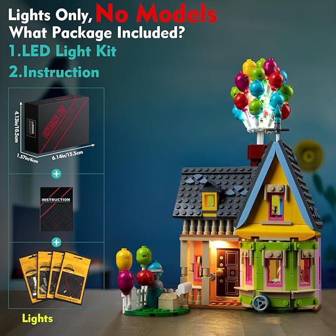 VONADO LED Light Kit Compatible with Lego 43217 Up House (NO Model), Sensing Colorful Lighting Compatible with Lego 43217 Building Toy Set (ONLY Lights)