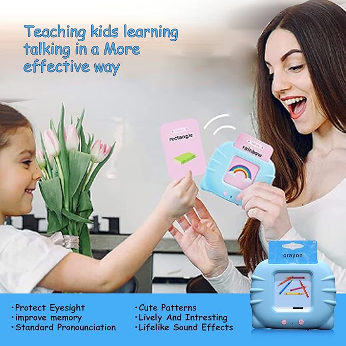 Talking Flash Cards for Toddler 1 2 3 4 Year Olds, Language Learning Toys, Pocket Speech Therapy Toys, Autism Toys, Montessori Toys with 224 Words, Children's Sensory Learning Educational Toys
