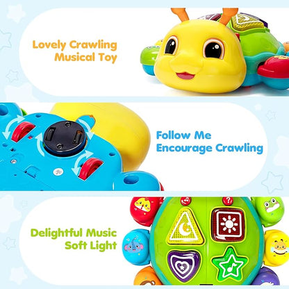 Baby Crawling Toys for 6-12 Months, Musical Toys for Infants 7 8 9 10 11 Months, Early Learning Educational Toy with Light Sound, Tummy Time Development Toys, Christmas Birthday Gifts for 1 Year Old