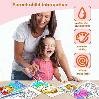 BAOXUE Water Color Paint Sets for Kids, Pocket Watercolor Painting Coloring Book, Paint with Water Books for Kids Ages 4-8, Art Craft Set for Girls Boys Drawing with Brush