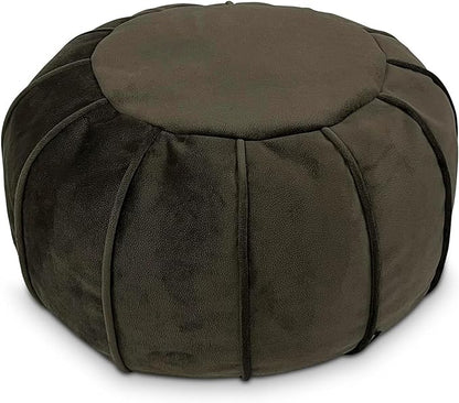 Louis Donné Unstuffed Ottoman Pouf Cover, Eco-Friendly Fabric Pouf Ottoman Bean Bag with Storage Solution for Bedroom, Round Foot Stools for Seating Poufs for Living Room Camper（Olive Green）