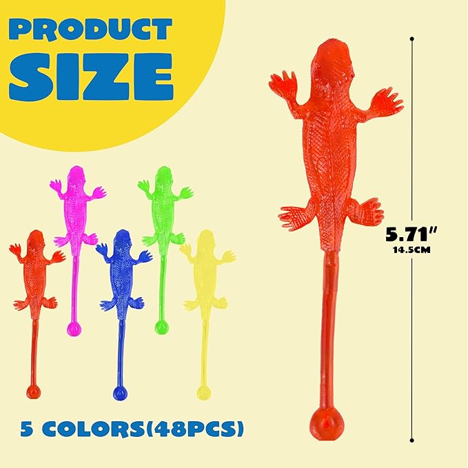 JOYIN 48Pcs Sticky Lizards Party Favors, Party Favors Set for Kids, Holiday Traditions, Classroom Treasure Box, Carnival Prizes, Bulk Pinata Stuff Mini Toys, Goodie Bags for Kids