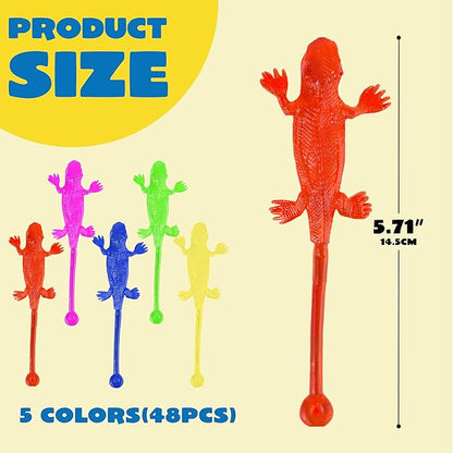 JOYIN 48Pcs Sticky Lizards Party Favors, Party Favors Set for Kids, Holiday Traditions, Classroom Treasure Box, Carnival Prizes, Bulk Pinata Stuff Mini Toys, Goodie Bags for Kids