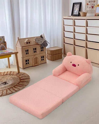 MOONBEEKI Comfy Toddler Chair, Kids Couch Fold Out to Lounger, Foldable Baby Sofa Plush for Girl and Boy Age 18 Months and Up （Pig）