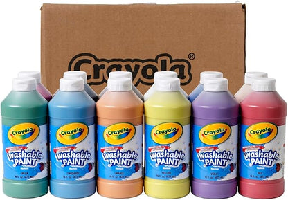 Crayola Washable Paint (12ct), Bulk Paint Set for Kids, Nontoxic Paint, Kids Craft Supplies, Teacher Classroom Must Have, 16 Oz