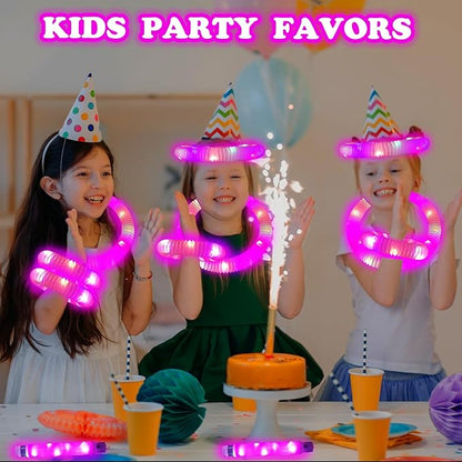 Valentines Day Pink Glow Sticks Party Favors for Kids 12 PCS,LED Light up Pop Tubes for Toddlers, Neon Necklaces Bracelets Accessories,Glow Birthday Dance Wedding Mardi Gras Party Supplies Decorations